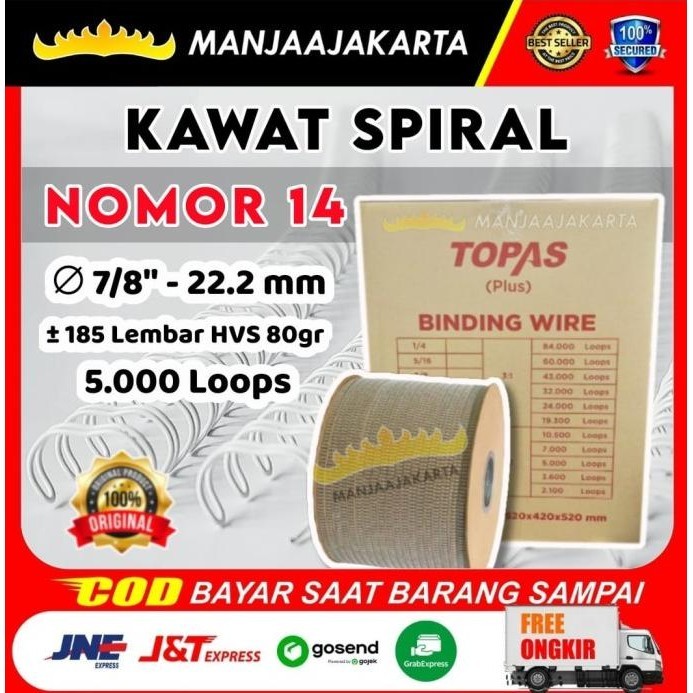 

Kawat Spiral Topas Plus 7/8 Putih Ring Kawat Nomor 14 Putih Jilid Buku Kualitas Premium