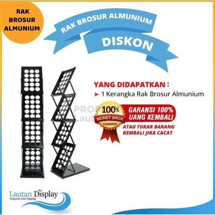 

Rak Brosur Besi / Alumunium A4 (Empat Susun) Warna Hitam Rak Brochure Premium Murah Baru