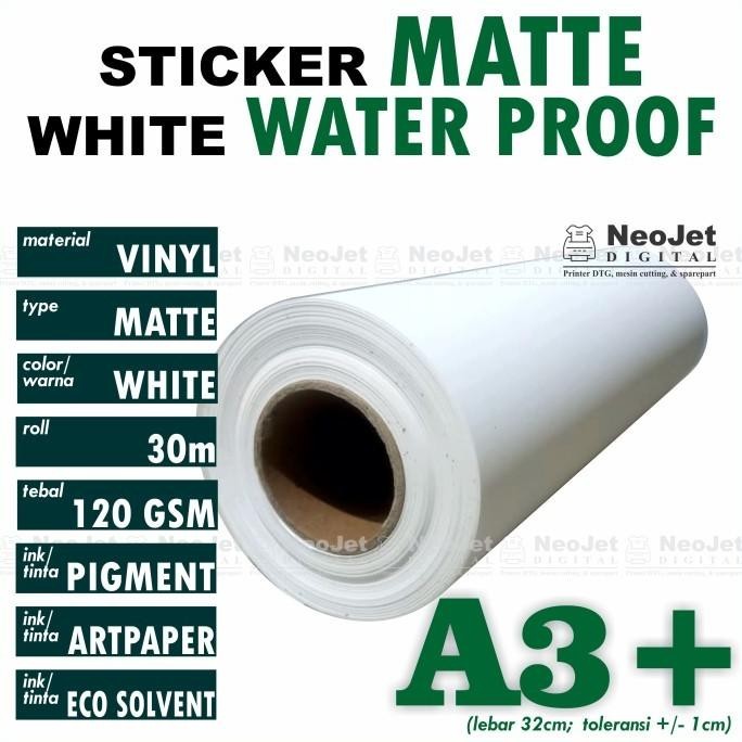 

Stiker Sticker Vinyl Matte Inkjet Waterproof Doff Doft Mate A3+ Putih