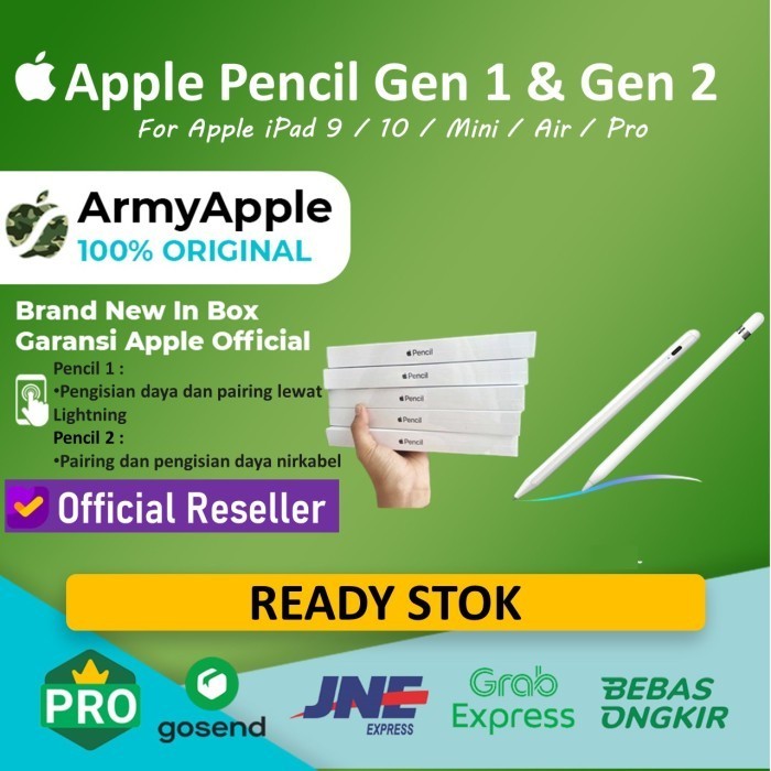 Ready Siap Kirim Ibox Apple Pencil 1 & 2 Usb C Ipad 9 10 Pro 11 12.9 M2 Air 5 M1 Mini 6