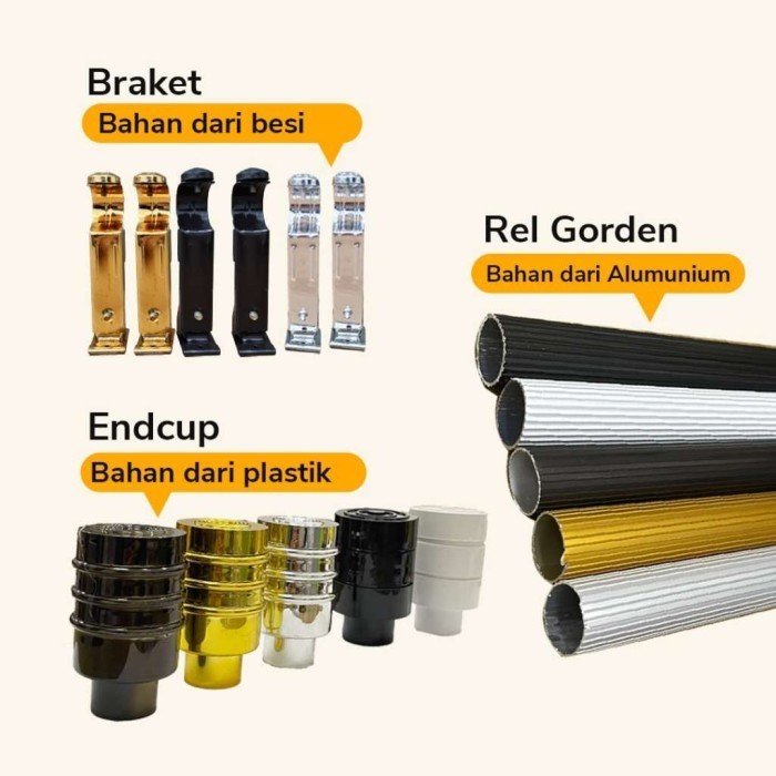 Rel Gorden Minimalis Full Set Batang Penyangga Besi Gorden