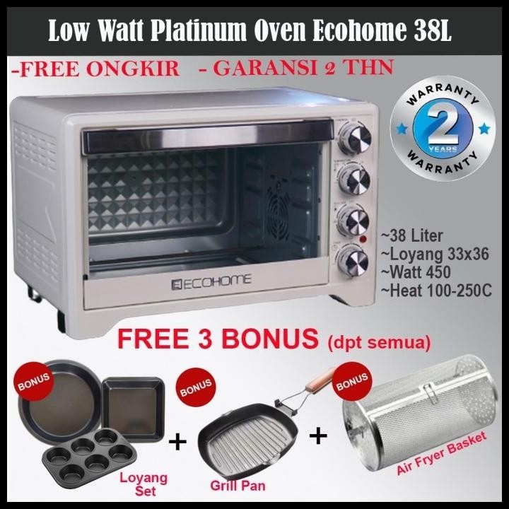 LOW WATT ELECTRIC OVEN PLATINUM ECOHOME EOP-888 - BONUS SPATULA