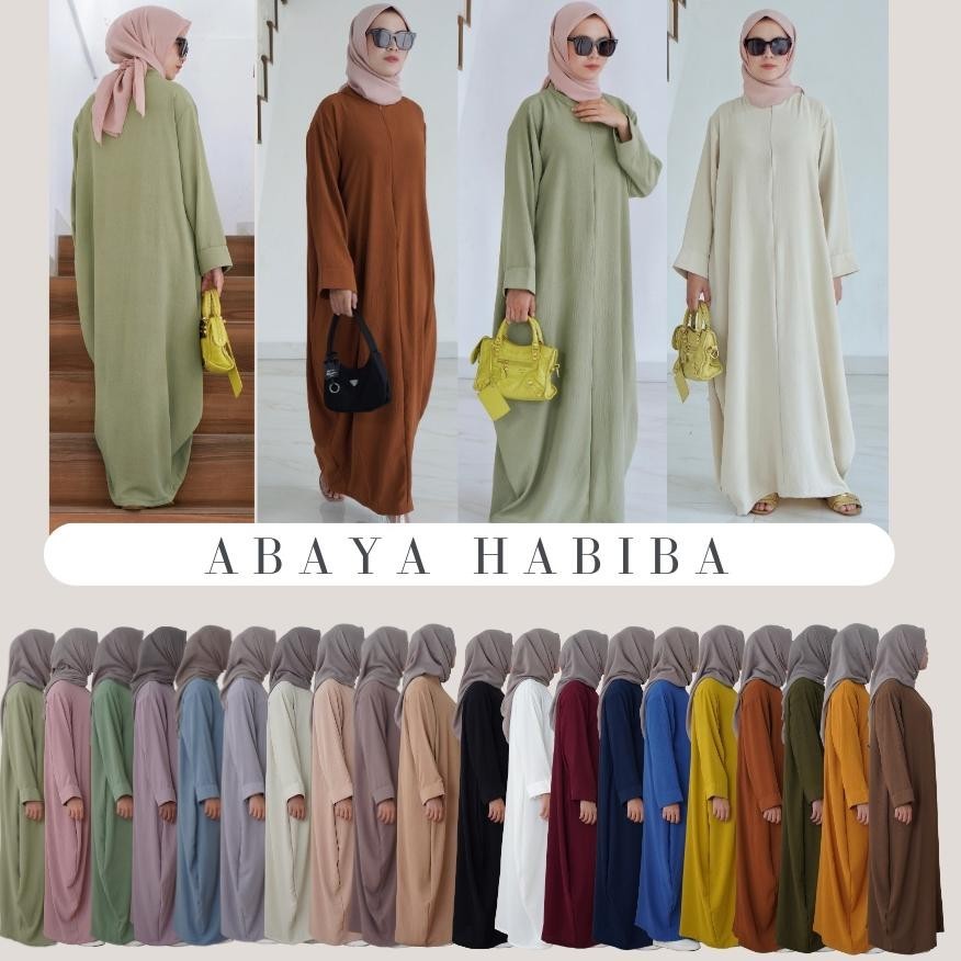 Gamis Abaya Remaja Habiba Crinkle Crinkle Polos Kaftan Basic Tuey Tui Gamis Abaya Remaja