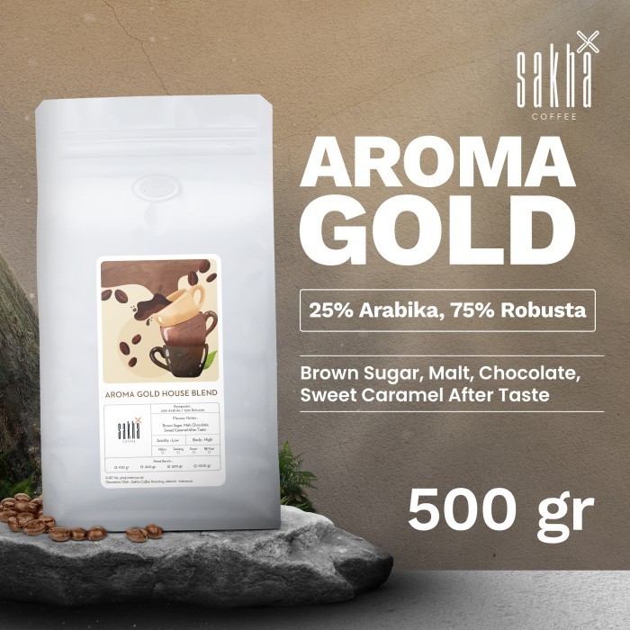 

Kopi Aroma Gold Espresso House Blend Coffee Beans 500 Gram Biji Bubuk