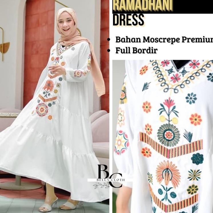 Gamis Abaya Remaja I Dress Putih Bordirdress Simpel Eleganbaju Putih Korea Lebaran Baju Muslim Long 