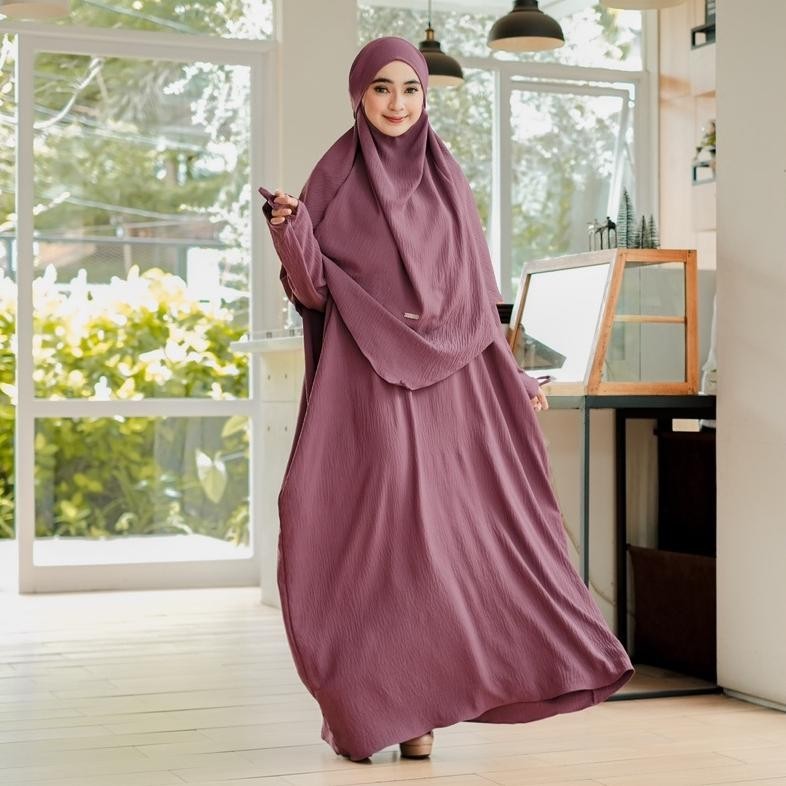 Gamis Abaya Remaja Naura Atau Naura Set French Khimar Dengan Bahan Crinkle Airflow Tersedia Berbagai