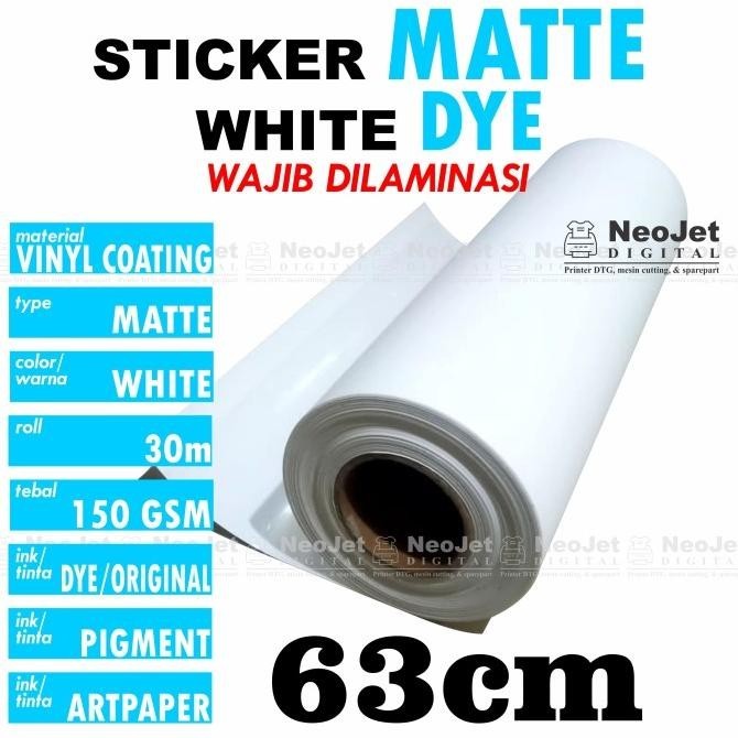 

Stiker Sticker Vinyl Matte Inkjet Dye Doff Doft Mate 63 Cm Putih Matt