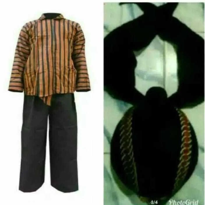 XCV SURJAN LURIK + CELANA HITAM + BLANGKON | 1 SET LENGKAP SURJAN LURIK SORJAN PAKAIAN PRIA TRADISIO