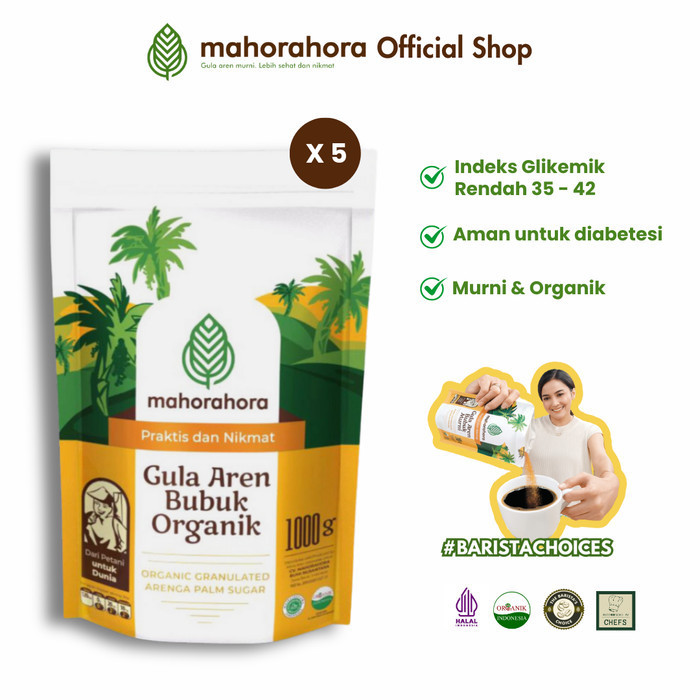 

Paket Hemat Gula Aren Bubuk Murni Dan Organik Mahorahora 1Kg 5Pcs