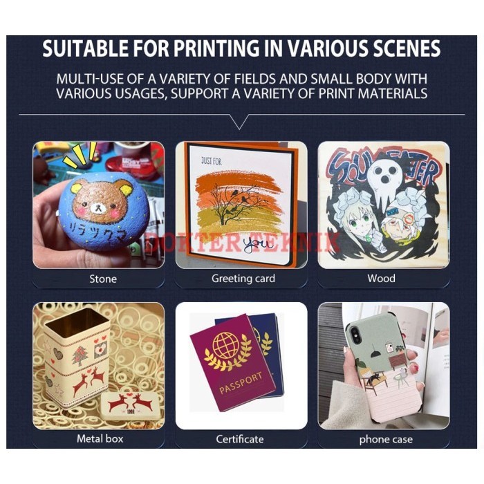 UV Printer 2 in 1 Flat A4 for Acrylic Kayu Pelat Logam Kulit DTG