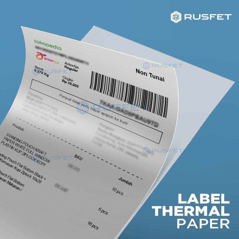 

Berkualitas Label Stiker Thermal Paper A6 10X15Mm 100X150 Cm Sticker Barcode Resi Rusfet Termurah Er-6
