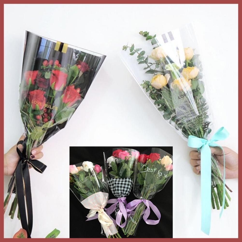 

Plastik Bunga Buket Motif Gingham Transparan Polos Tulisan Flower Wrapping Plastic Single Flower KB6153-6155