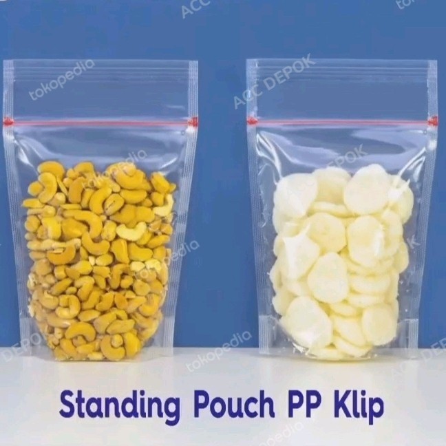 Plastik Klip Standing Pouch Klip Merah / Plastik Kerupuk Tebal Berdiri