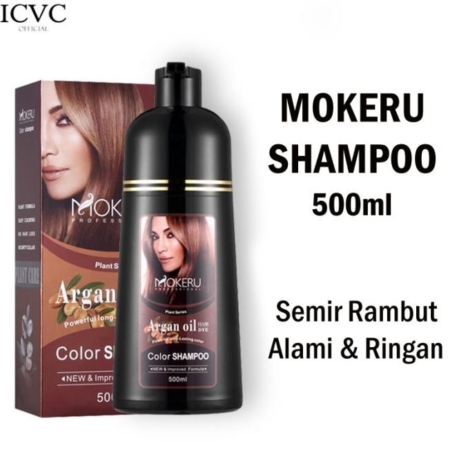 Mokeru Shampoo Argan Oil / Shampoo Semir Pewarna Rambut Herbal 500ml