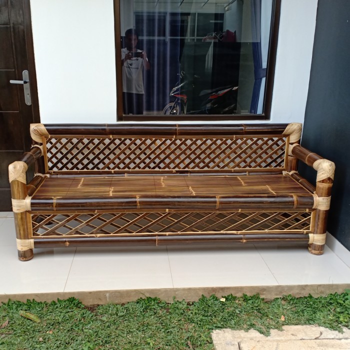 Ready Stok - Kursi Panjang Bambu Hitam