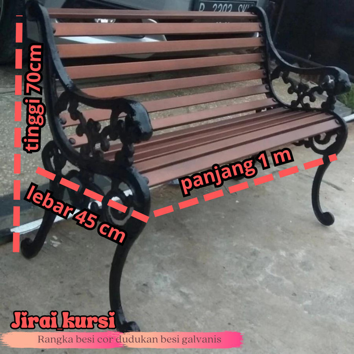Ready Stok - Kursi Taman Kursi Teras Rangka Besi Cor Dudukan Galvanis 1M