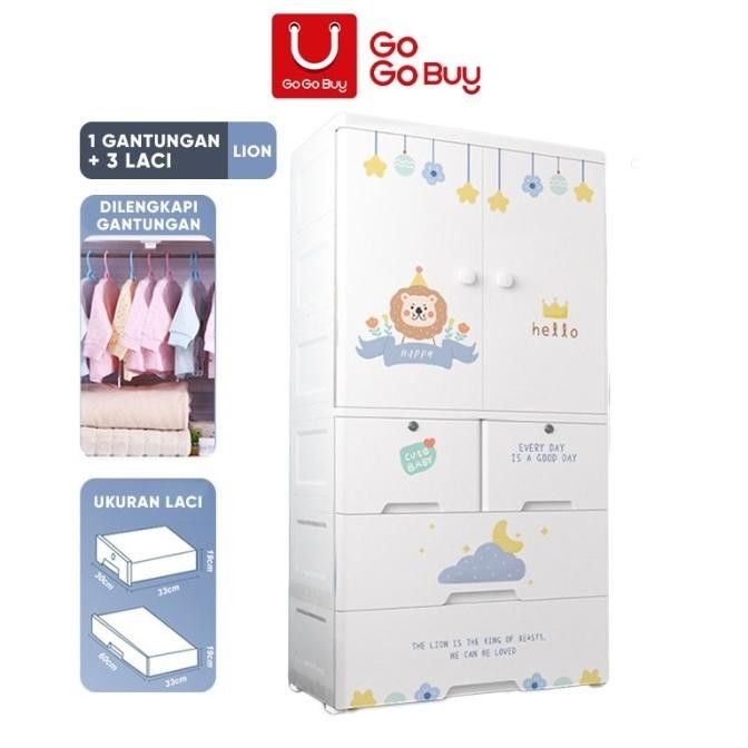 GoGoBuy Lemari Plastik Anak / C86/C89 Lemari Baju Bayi / Laci Susun