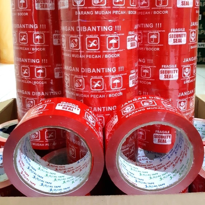 

LAKBAN FRAGILE MERAH 2"(48MM 90Y FULL) SUPER MURAH PANJANG TEBAL