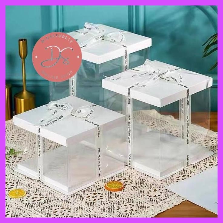 

Beli 2 Murah Transparent Cake Box/Kotak Box Kue/Packaging Hantaran Wedding/Box Packaging Kue Yang Transparant