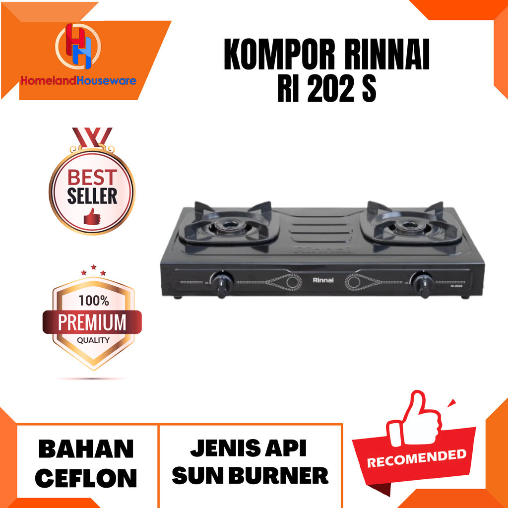 KOMPOR RINNAI RI 202 S/KOMPOR GAS 2 TUNGKU RINNAI 202 S