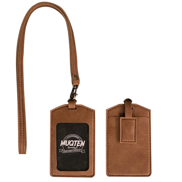 

Name Tag Id Card Holder Patuk Kalung Premium Id Badge Leather