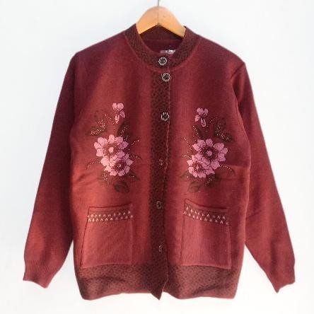 Mantel Rajut Ibu Kerah Bulat Sweater Import