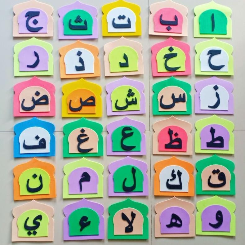 1 Set Huruf HIJAIYAH Hiasan Dinding peraga tempel Kelas Rumah Pojok Baca Motif Karakter Lucu Unik Bu