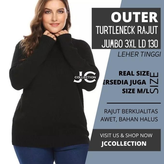 Sweater Turtleneck Wanita Big Size / Sweater Rajut Jumbo - JCFashion