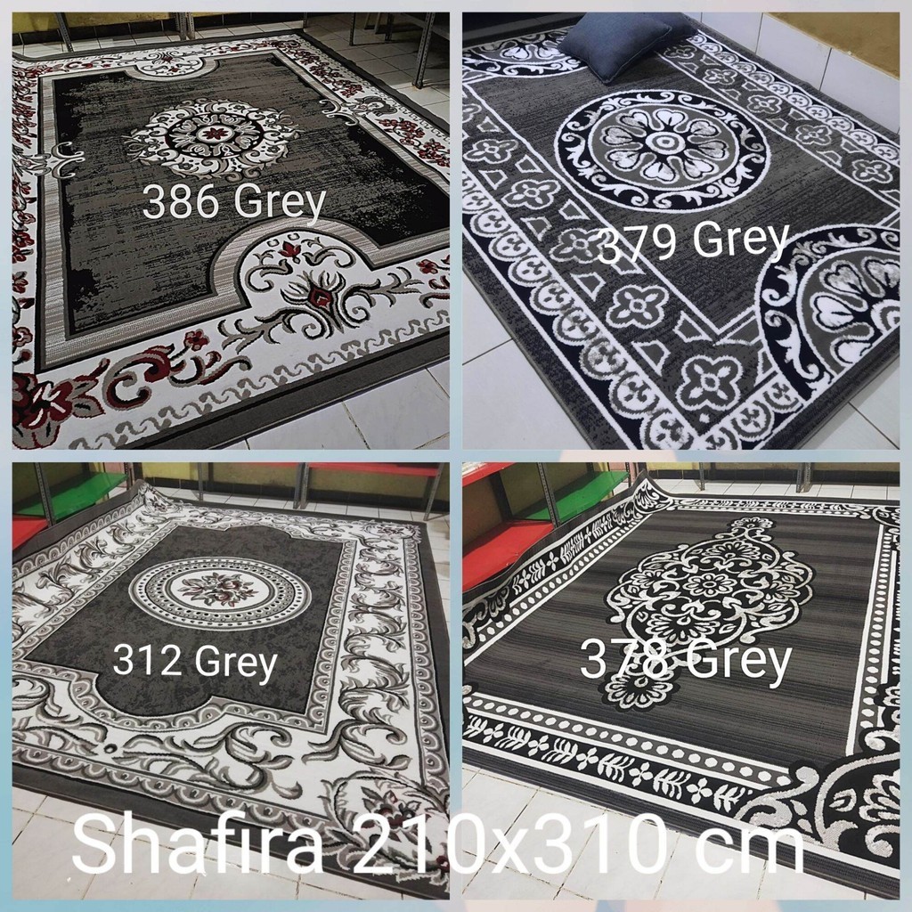 Karpet Permadani Besar Jumbo Klasik Shafira Almaya 210x310 cm Hitam Coklat Brown Black Abu-Abu