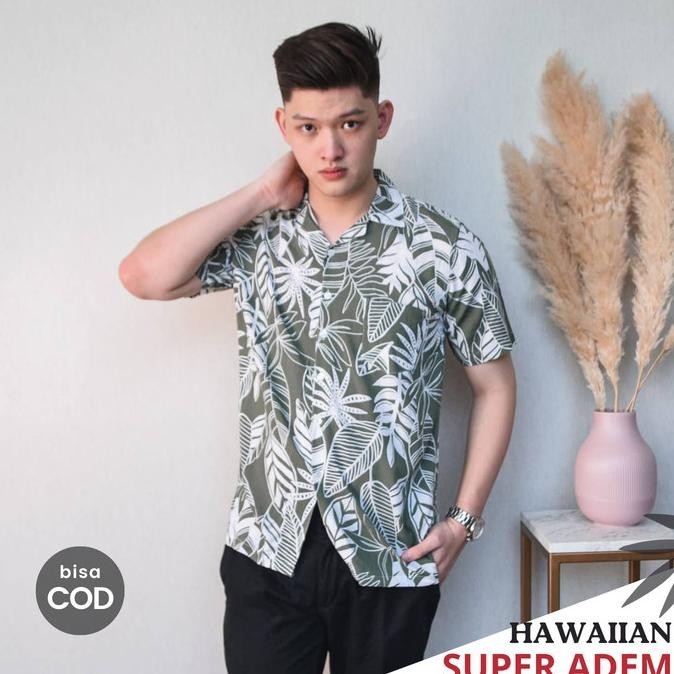 Kemeja Pantai Pria Rayon Baju Hawai Motif Floral Hawaii Kasual Shirt