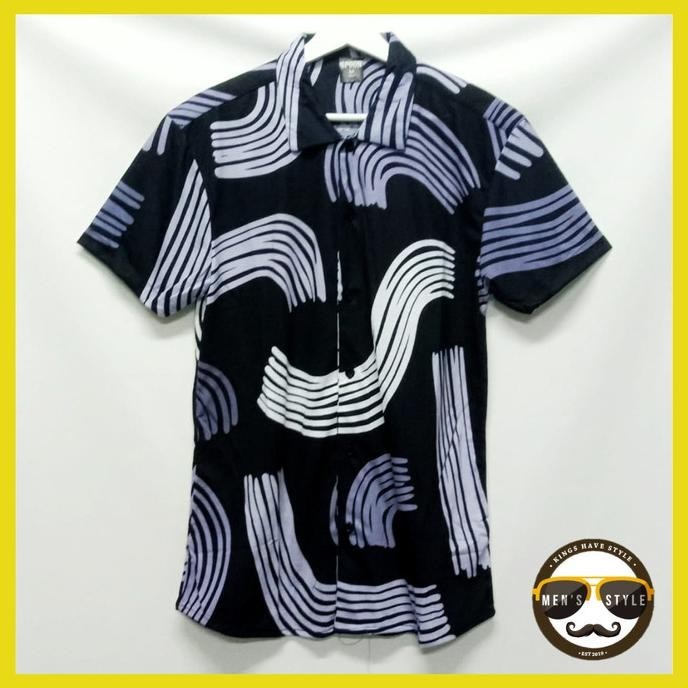 Baju Kemeja Printing Motif Pantai Hawai Pria Import Dark Painting