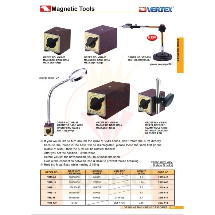 VERTEX Magnetic Tool VMB-10 Magnetic Base Only VMB 10 Dudukan Stand