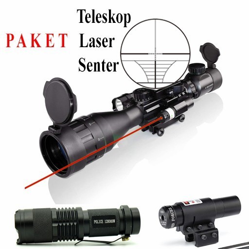 Paket Teleskop Laser Dan Senter ,Set Teropong Senapan Angin Bushnell