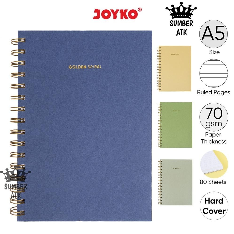 

BUKU TULIS CATATAN BERGARIS SPIRAL RULED NOTEBOOK JOYKO NB-721 A5 GOLDEN SPIRAL ORIGINAL PRODUK