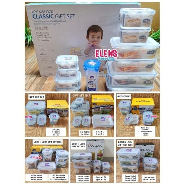 KJH Lock & Lock gift set container wadah kotak makan sayuran lauk kulkas lunch box set plastik TERLA
