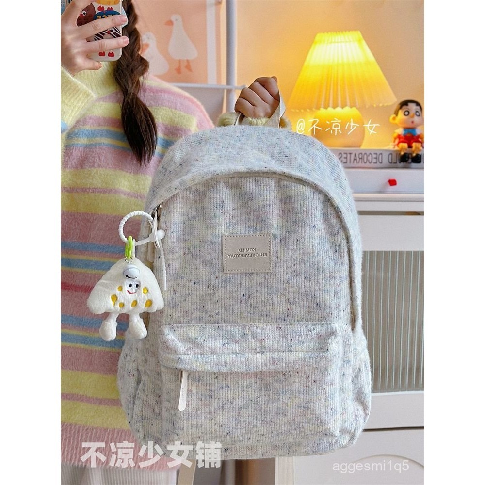 TAS Wanita Lucu Tas Rajut Bulu Berbulu Berwarna Pelangi untuk Wanita/Tas olah lucu Wanita import