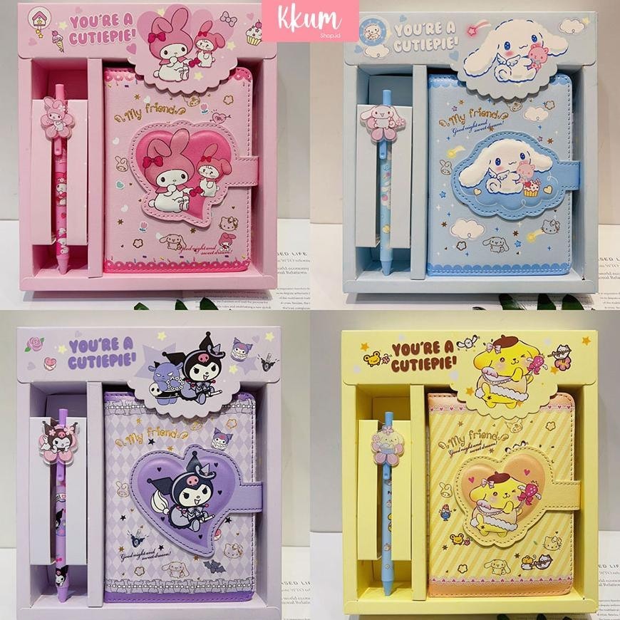 

gr-8 2 in 1 Gift set notebook sanrio magnet/ Buku tulis cute kuromi cinnamorol Berkualitas