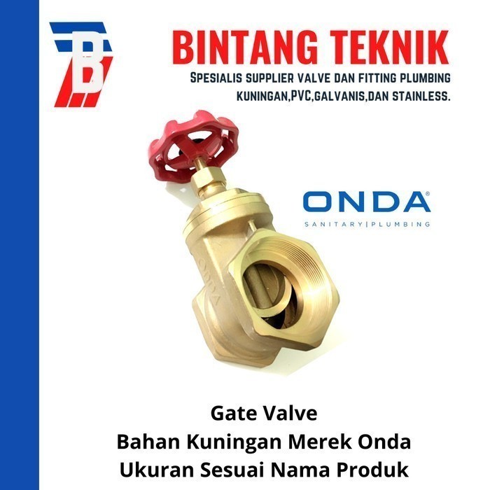 GATE VALVE 2" INCH KUNINGAN ONDA