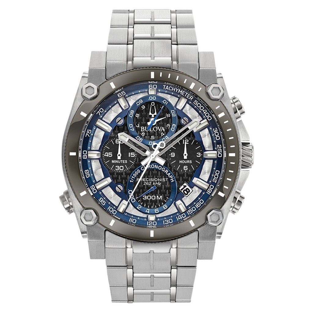Bulova 98B316 Jam Tangan Pria Chronograph Precisionist Diving Watch - Hitam/Abu-abu, Diameter 46.5mm, Ketahanan Air 300m