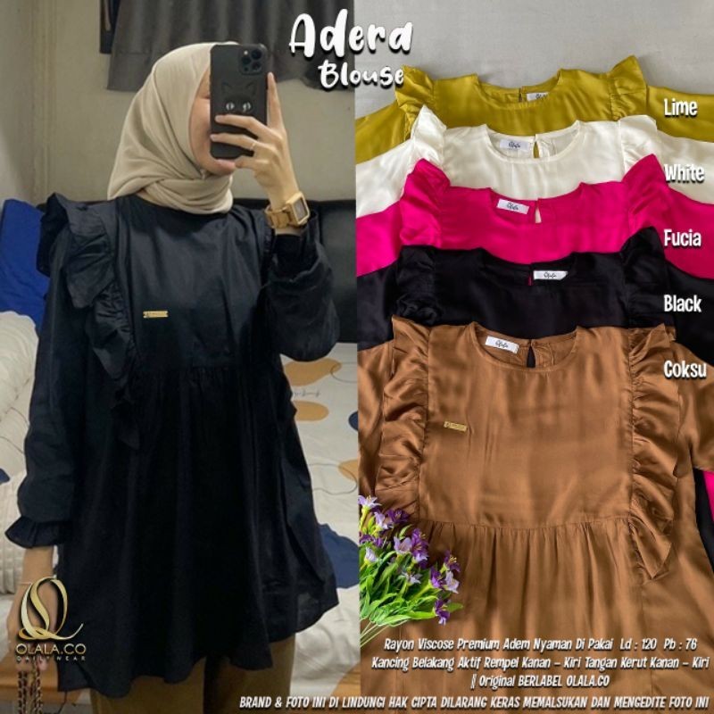 Black / Hitam Adewra ld 110-140 Blouse BIG SIZE / Kemeja Oversize Polos by Olala
