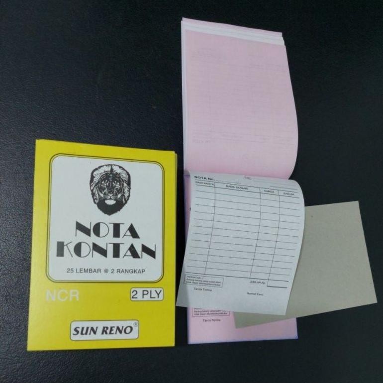 

BUKU NOTA KONTAN KECIL 2 PLY NCR/NOTA 2 RANGKAP MERK SUN RENO.MADE IN INDONESIA SIAP KIRIM