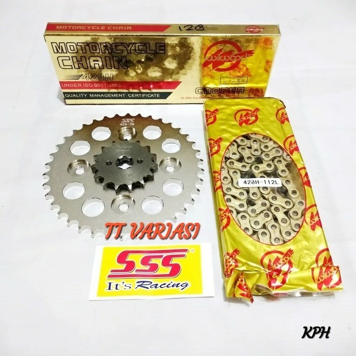 Gear set SSS Kharisma / Supra X 125 Rantai WILWOOD 428H GOLD