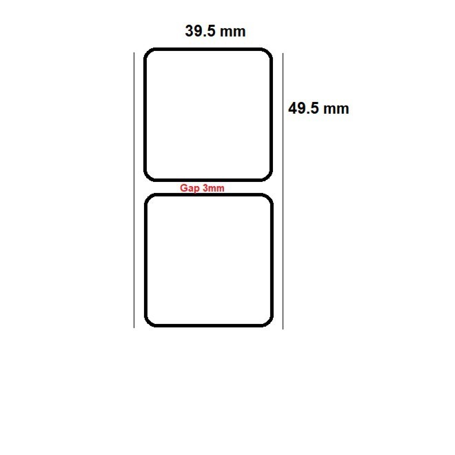 

Label sticker barcode Silver Pet 39.5 x 49.5mm 1 Line 500pcs Gap 3mm, Core 1" K01