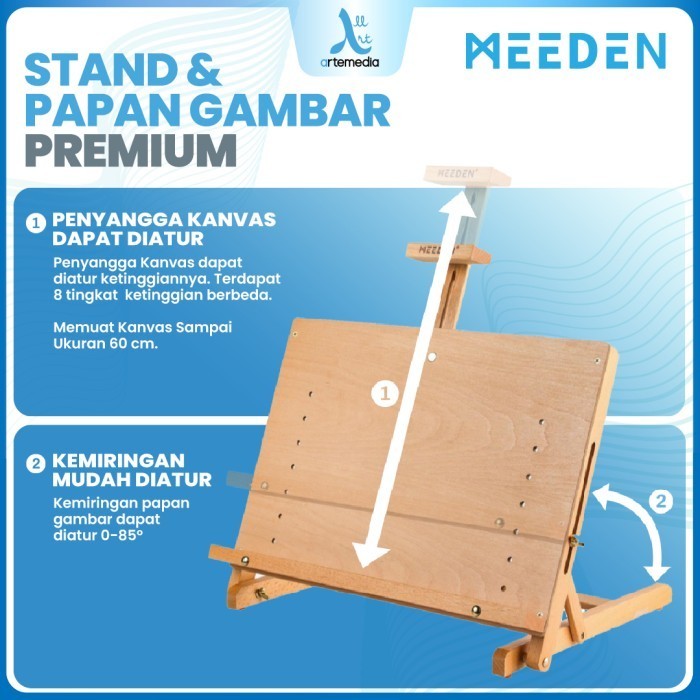 

Meeden Drawing Board Easel Artist Display Table Top Papan Gambar K01