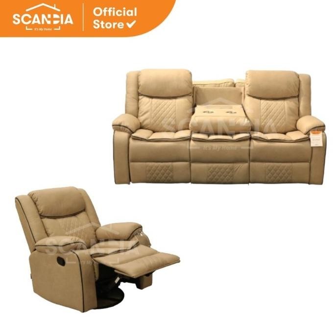 SCANDIA Sofa Recliner 3 + 1 Seater Dahlberg W/ Drop Down Table