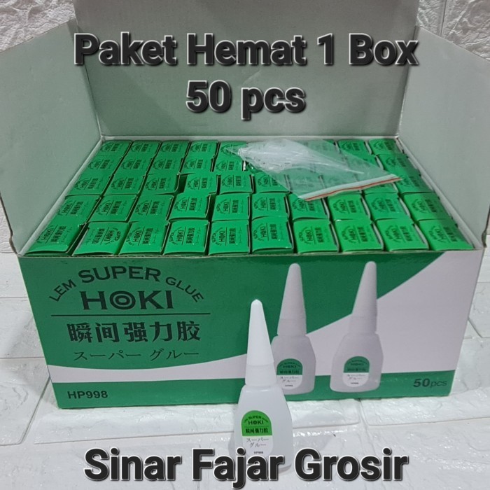 

Paket Hemat 1 Box ( 50 Pcs ) Lem Tetes Dextone / Lem G Original / Hoki