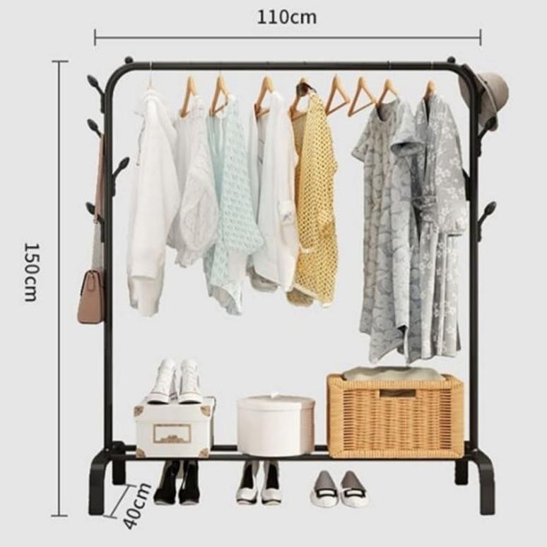 Rak Gantungan Baju Gawang Rak Besi Hanger Pakaian Mulig Single Gantung Cod