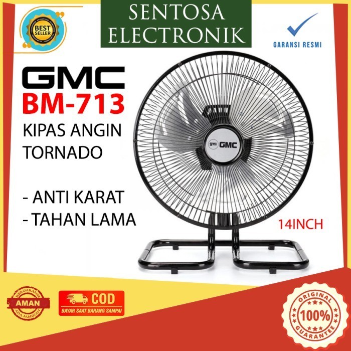 GMC BM-713 Kipas Angin Duduk Tornado Baling2 Besi -14 inch [ Ter]