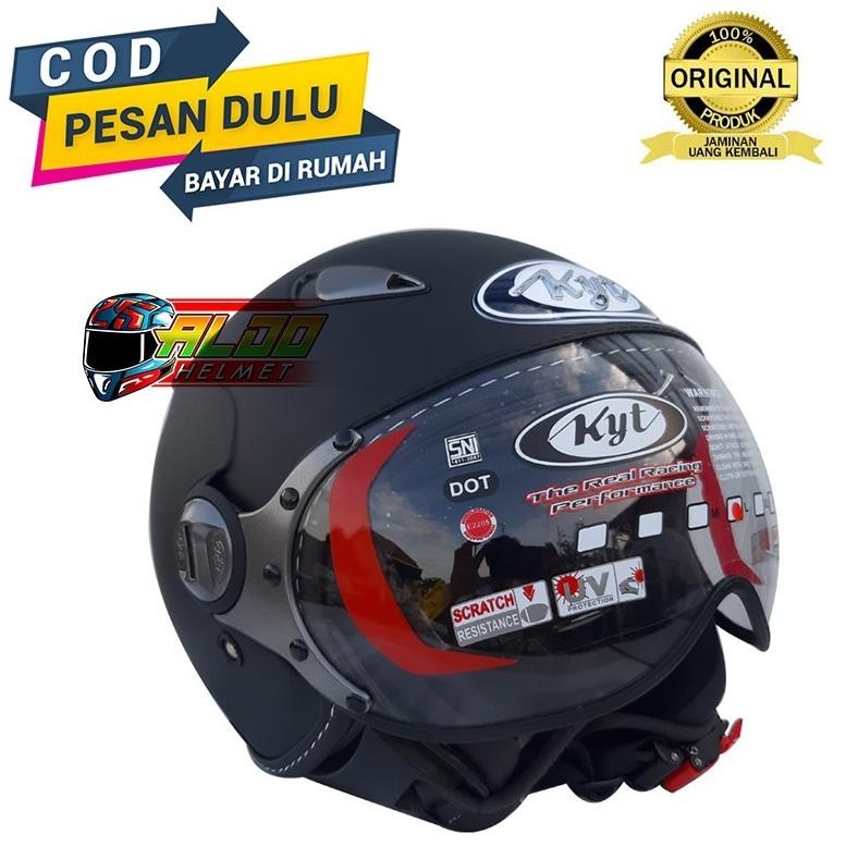 HELM KYT ELSICO SOLID BLACK DOFF HELM KYT TERBARU HELM KYT CLASIC HELM TERLARIS