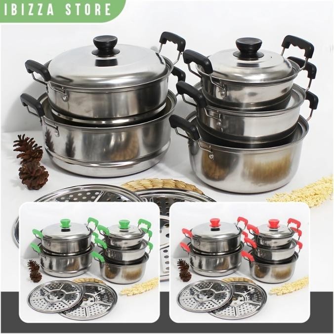 PANCI SET  12PCS STAINLESS STEEL  /  PAKET SET PANCI MASAK